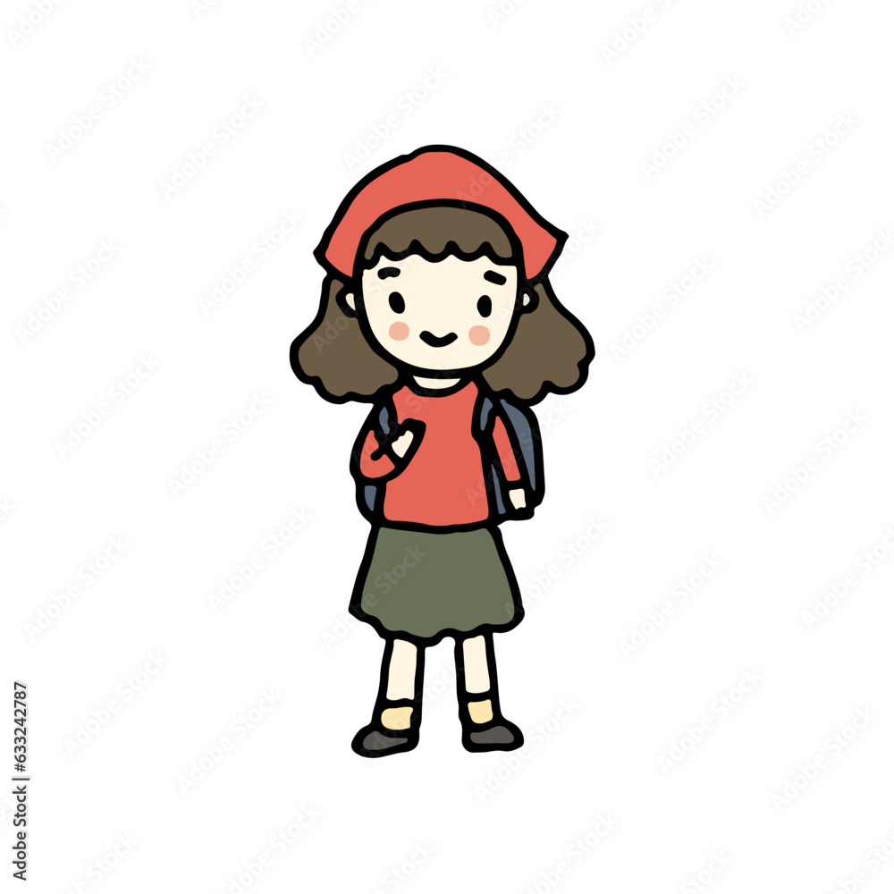 girl go to travel, hand drawn style vector