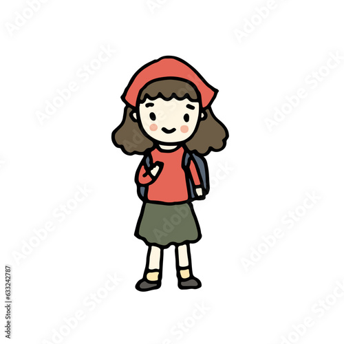 girl go to travel, hand drawn style vector