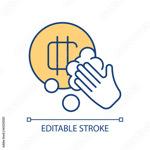 2D editable potential for misuse thin line icon, isolated vector, multicolor illustration representing digital currency.