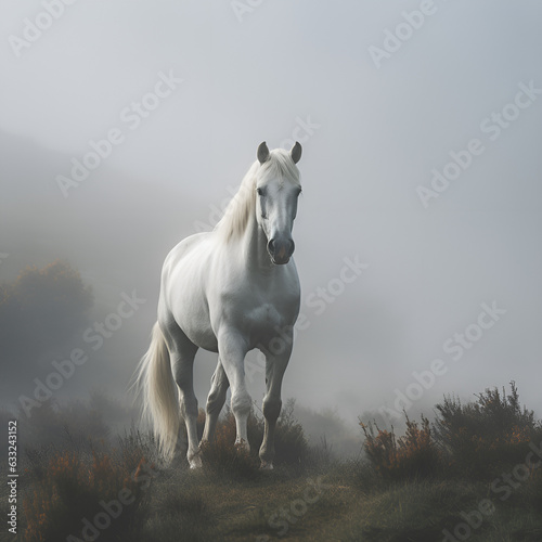 white horse in the field