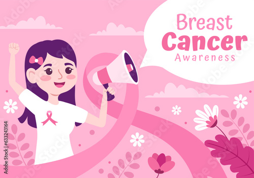 Breast Cancer Awareness Month Vector Illustration of Diverse Women with Pink Support Ribbon for Healthcare Campaign Solidarity Background Templates