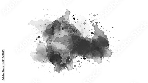 Watercolor paint brush stroke. ink splash transition. Abstract inkblot, splat, fluid art, overlay, alpha matte composition, spread on a transparent background. color full ink splatter blot spreading.