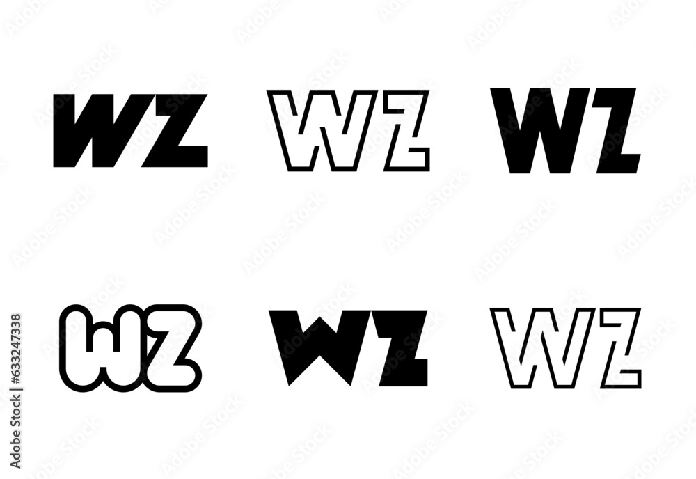 Fototapeta premium Set of letter WZ logos. Abstract logos collection with letters. Geometrical abstract logos