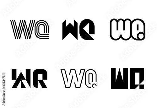 Set of letter WQ logos. Abstract logos collection with letters. Geometrical abstract logos