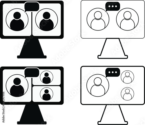 Video conference icon vector illustration