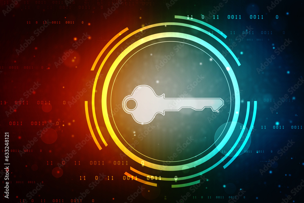 Fototapeta premium Digital key icon protecting data personal information. Data protection privacy Concept, Information privacy internet technology, Key to success or solution, Cyber Security Concept