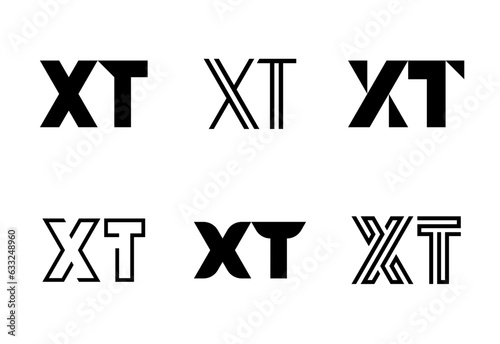 Set of letter XT logos. Abstract logos collection with letters. Geometrical abstract logos