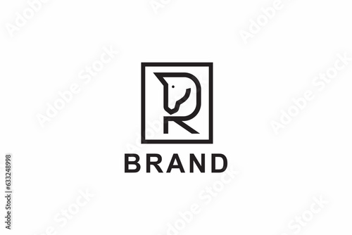 letter R and horse logo design concept simple and elegant