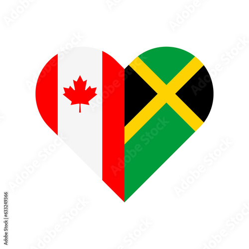 unity concept. heart shape icon of canada and jamaica flags. vector illustration isolated on white background
