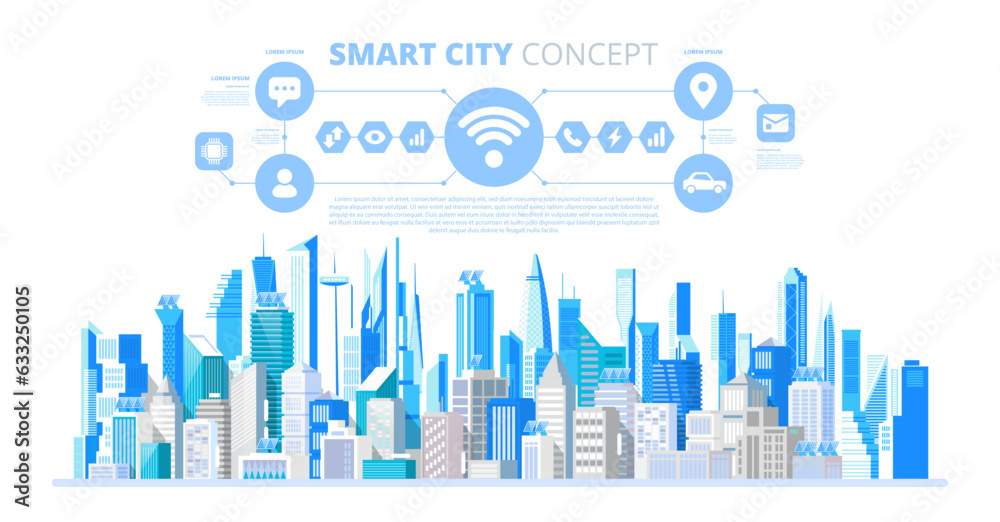 Obraz premium Smart City with Smart Services Icons