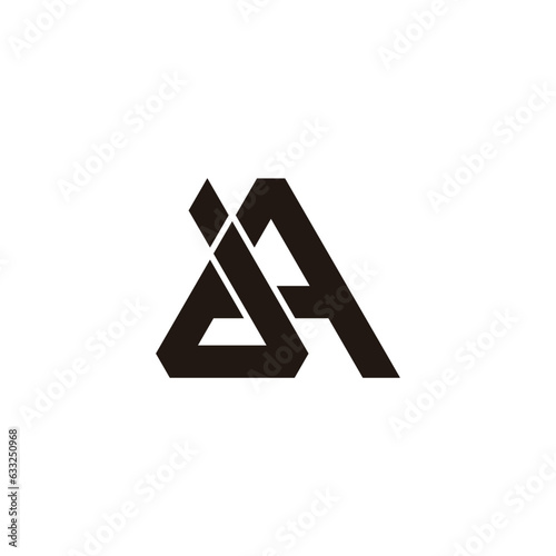letter ja simple linked triangle geometric line logo vector photo