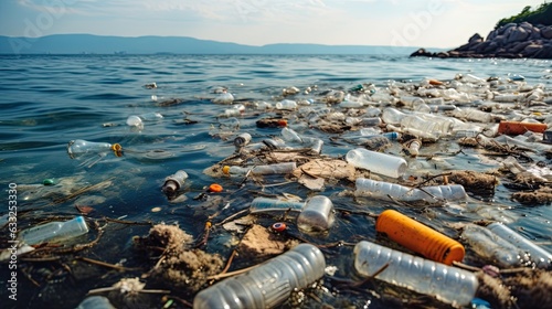 Ocean environmental pollution, garbage thrown into the sea, ocean. ecology