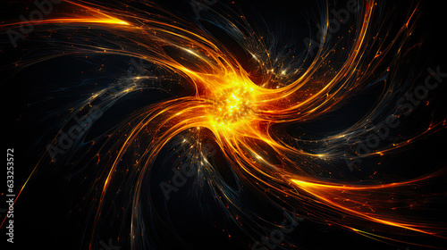Abstract motion liquid light background with orange and black lines
