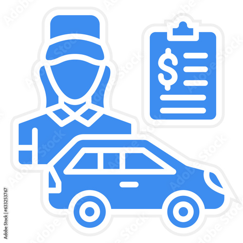 Vector Design Car Saleswoman Icon Style