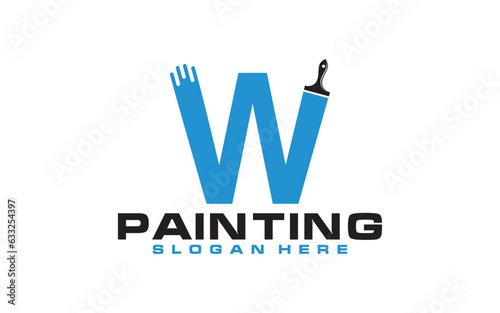 Logo W initial with painting