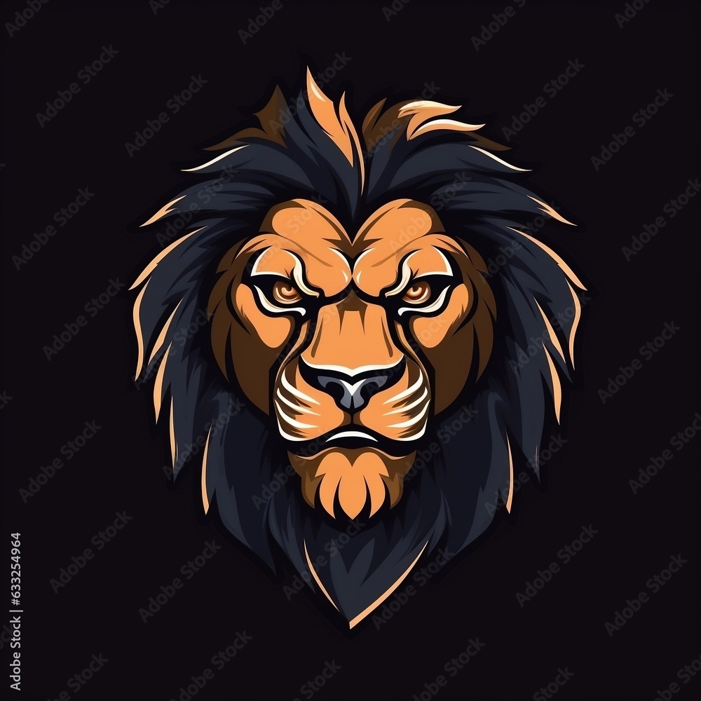 Lion face mascot flat vector illustration generative ai Lion face mascot flat vector illustration generative ai