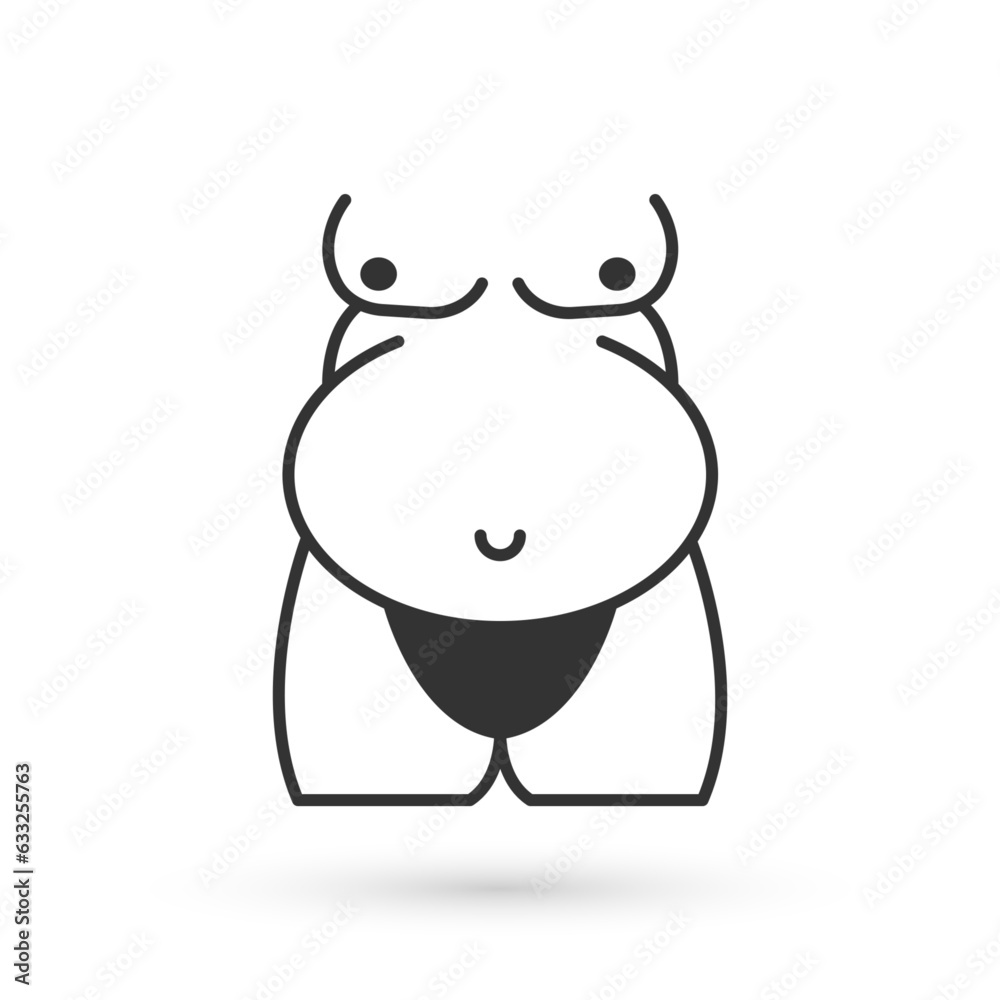 Grey Obesity icon isolated on isolated on white background. Unhealthy lifestyle. Wrong food. Vector Grey Obesity icon isolated on isolated on white background. Unhealthy lifestyle. Wrong food. Vector