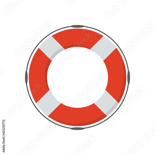 Lifebuoy, rubber ring from lifeboat to save life, float in water, white and red circle