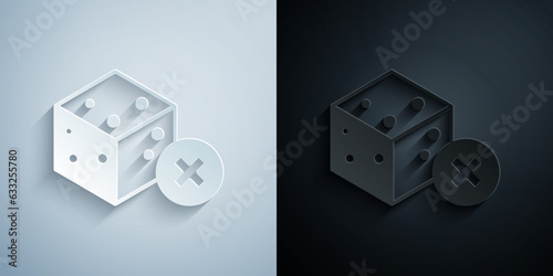 Paper cut No sugar free icon isolated on grey and black background. Sugar cubes. Sweet, nutritious, tasty. Refined sugar. Paper art style. Vector