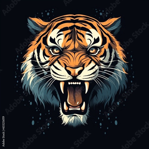 Roaring tiger head vector illustration generative ai © Generative Ai