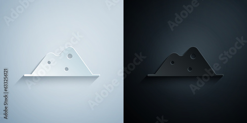 Paper cut Salt icon isolated on grey and black background. Paper art style. Vector