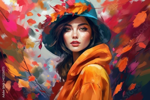 Autumn fashion woman color. Generate Ai