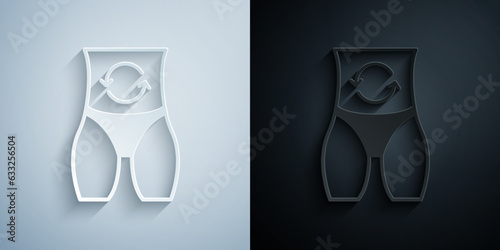 Paper cut Metabolism of human organism icon isolated on isolated on grey and black background. Digestion, metabolic system and hormones concept. Paper art style. Vector