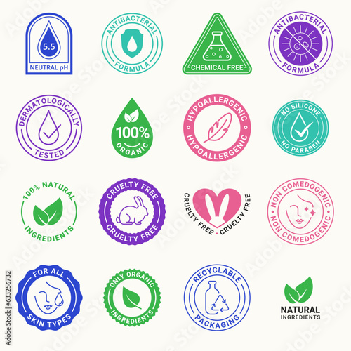 Labels set for skin care products