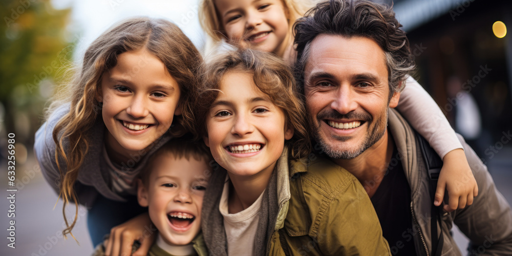 Family Fun: Father Giving Piggyback Rides with Smiles