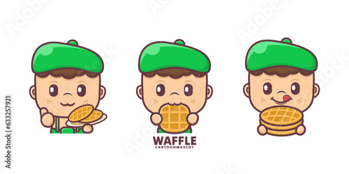 waffle cartoon mascot. suitable for, logo brand, stickers, icons.