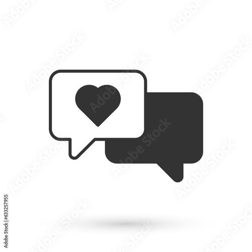 Grey Heart in speech bubble icon isolated on white background. Happy Valentines day. Vector © Iryna