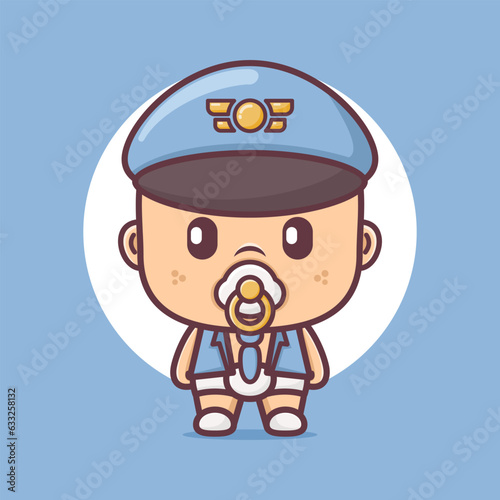 cute airplane pilot baby cartoon mascot