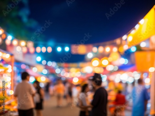 Abstract blurred night market with lights bokeh background