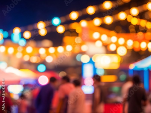 Abstract blurred background of people shopping at night market