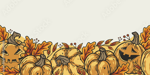 Halloween pattern with pumpkins for design of background and halloween party. October season design for banners and postcards