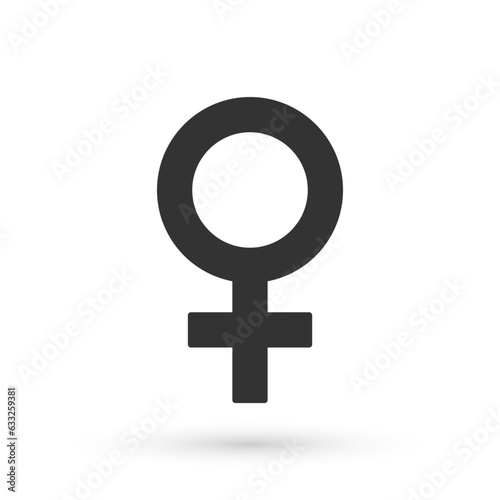 Grey Female gender symbol icon isolated on white background. Venus symbol. The symbol for a female organism or woman. Vector