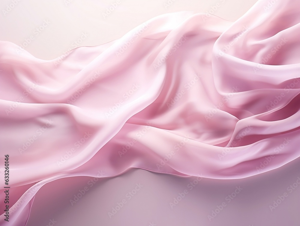 Fototapeta premium Beautiful silk pastel pink violet white cloth floating flying in the air generative ai