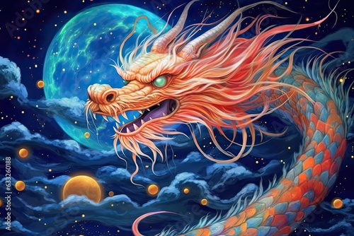 Enchanting Chinese Dragon Festival  Lanterns and Fireworks Illuminating the Night Sky  generative AI