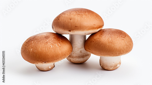 Three Portobello mushrooms isolated on white background generative AI 