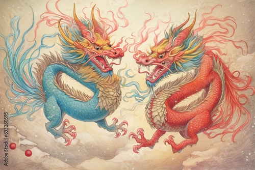 Wallpaper Mural Enigmatic Chinese Dragons: Vibrant Colors and Graceful Movements in Lunar New Year Parade, generative AI Torontodigital.ca