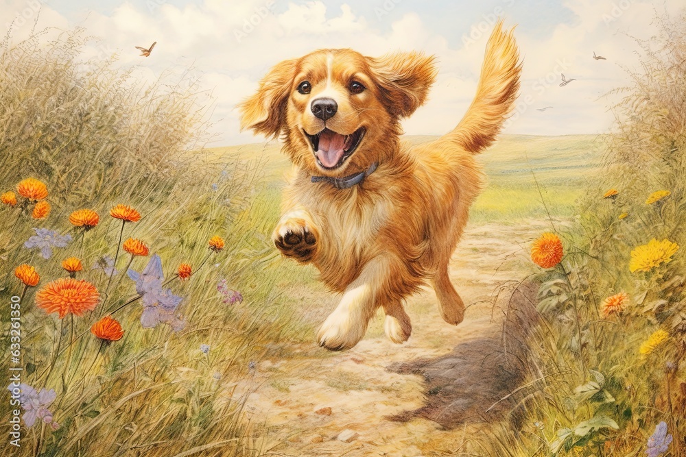 Playful Paws and Furry Friends: Adorable Animals Frolicking in a Meadow, Bringing Smiles and Joy, generative AI