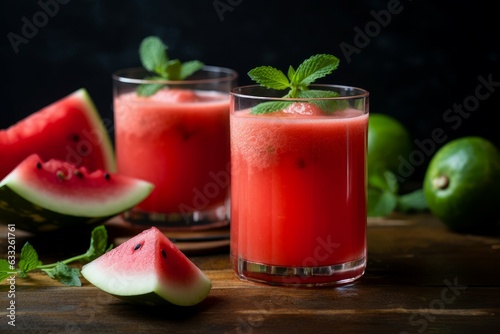 Wallpaper Mural Watermelon juice glass. Generate Ai Torontodigital.ca
