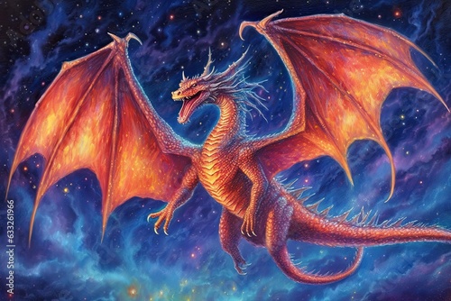 Majestic Dragon: Soaring through the Skies with Dazzling Night Flames, generative AI