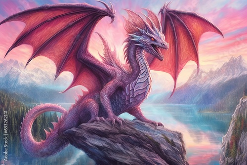 Dragon Drawings: A Majestic Journey through a Mythical Landscape Filled with Fire-breathing Guardians and Ancient Treasures, generative AI