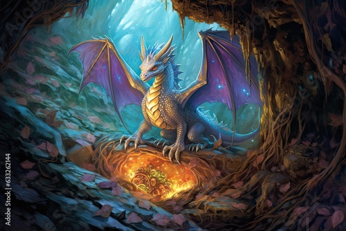 Guardian of the Mystical Dragon: Protecting a Hidden Cave's Treasure Trove, generative AI