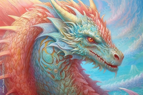 Mystical Guardians: Powerful Dragons Roaming Ancient Lands, Enchanting Hues Ignite Dragon Drawings, generative AI