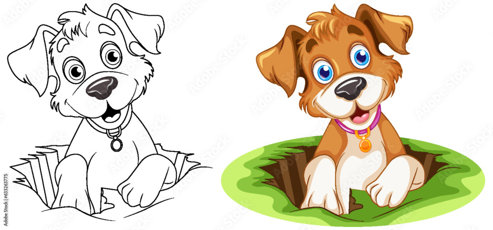 Fototapeta premium Coloring Page Outline of Cute Dog