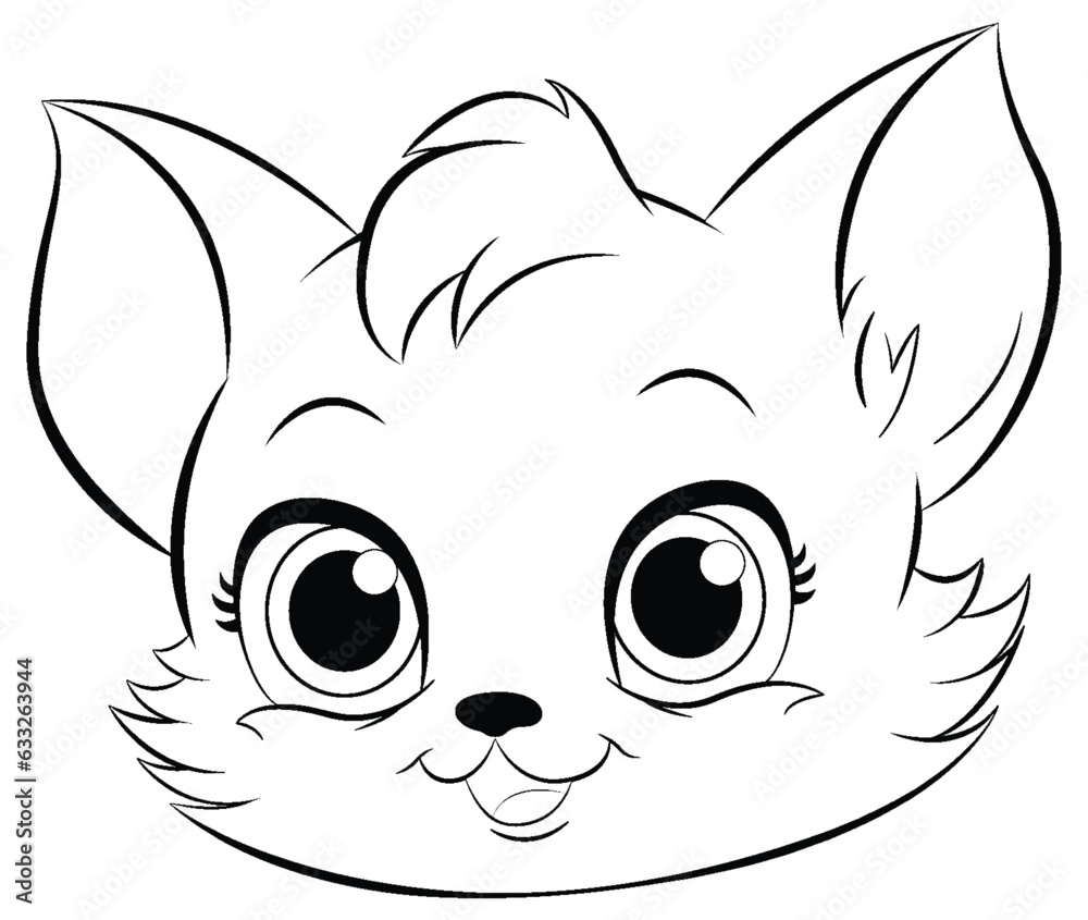 Fototapeta premium Coloring Page Outline of Cute Cat