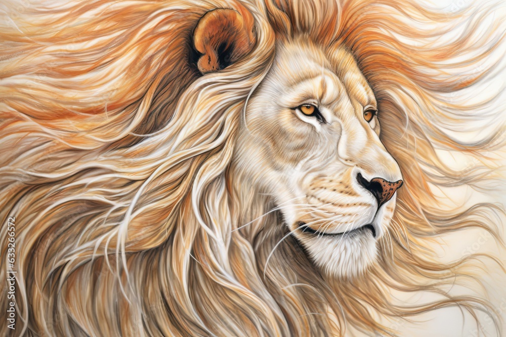 Fototapeta premium Proud Lioness Protecting Her Cubs: A Golden-Maned Guardian in Full Ferocity, generative AI