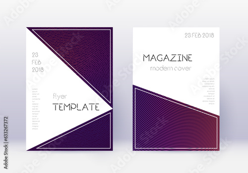 Triangle cover design template set. Violet abstrac